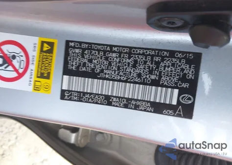 2015 Lexus Ct 200H from USA, damaged, VIN JTHKD5BH6F2246110